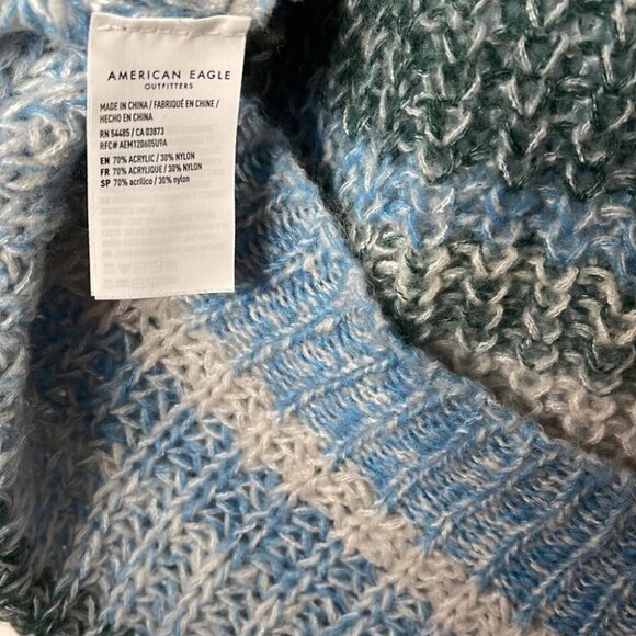 aeo Oversized Chunky Knit Blue Striped Sweater Size XS - Picture 5 of 7